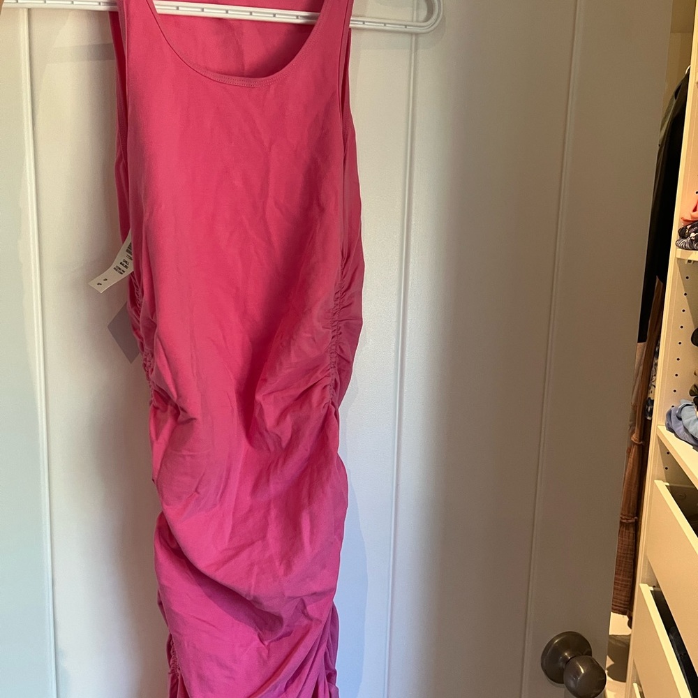 TNA Chill Pink Sleeveless Ruched Dress